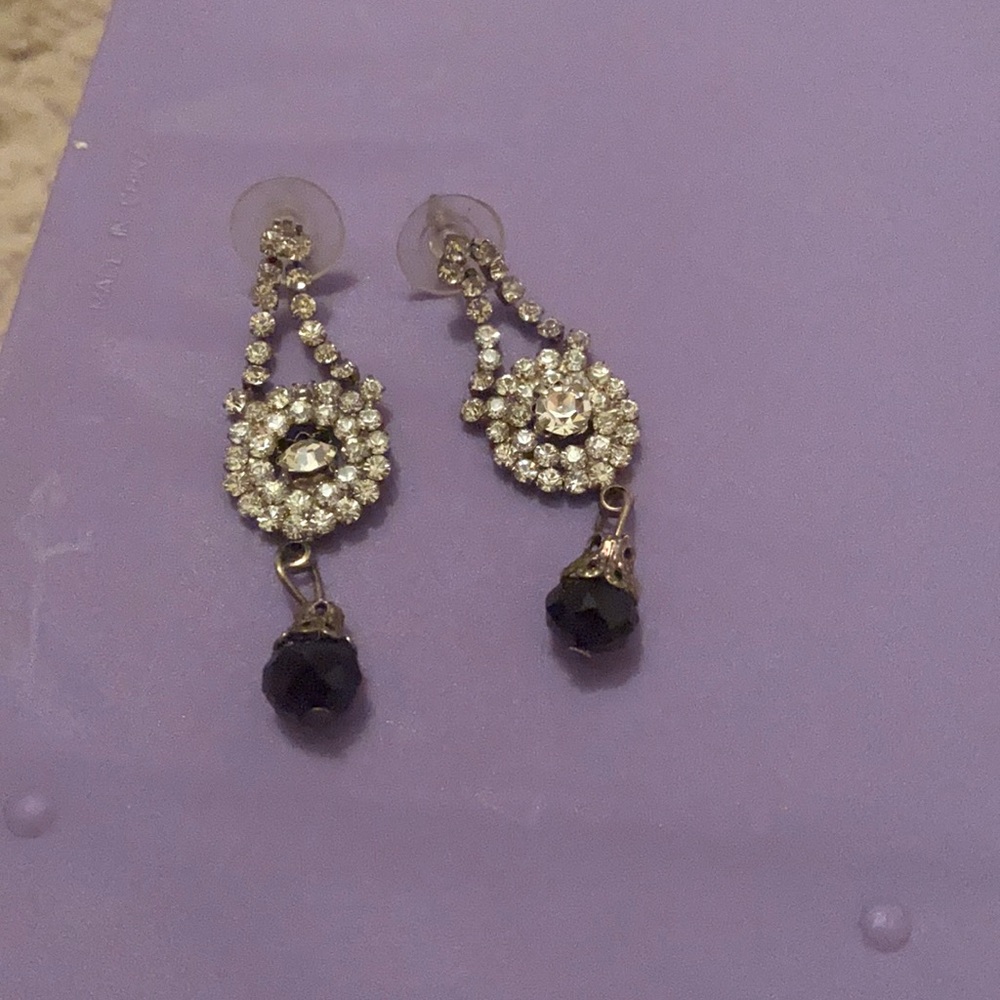 Silver and black earrings